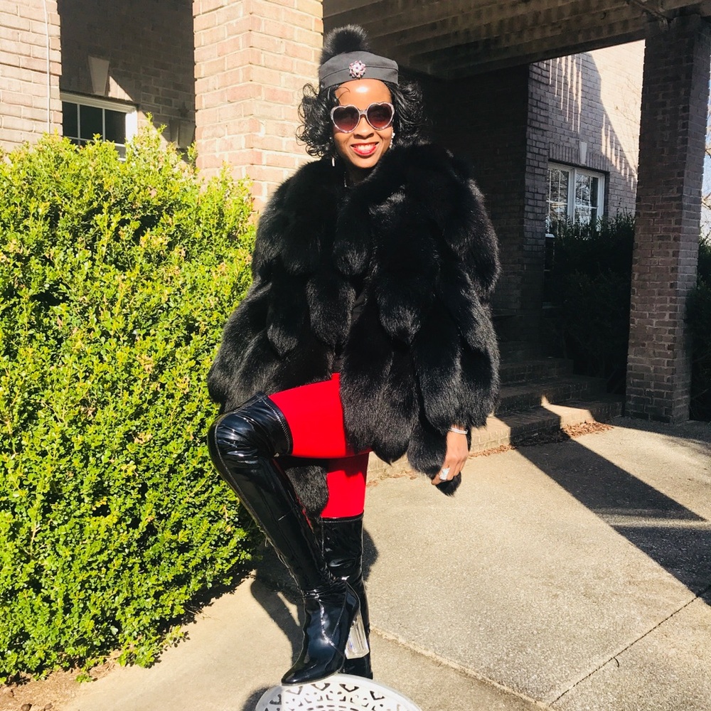 New custom black fox tail fur vest sleeveless coat